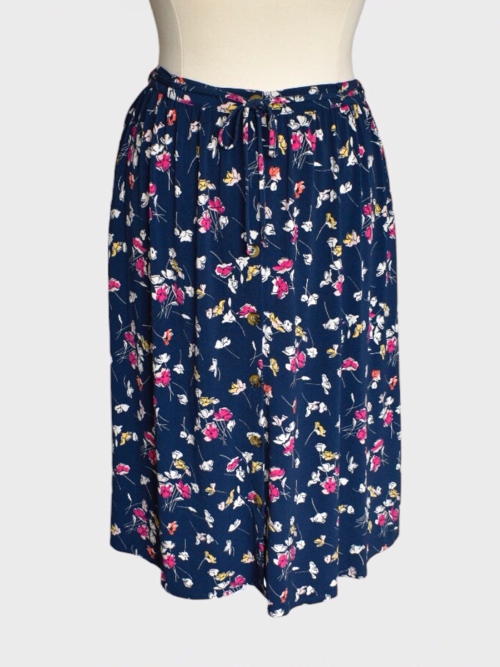 Terra & Sky Floral Button Front Skirt
